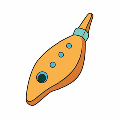 cartoon illustration of a wooden ocarina