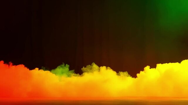 Slow motion colorful smoke effect on dark background for video
