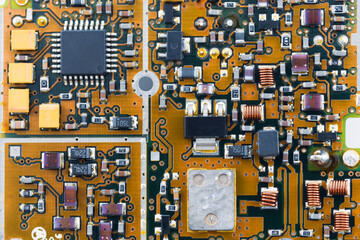 Modern RF circuit board showcasing intricate electronic components and layout