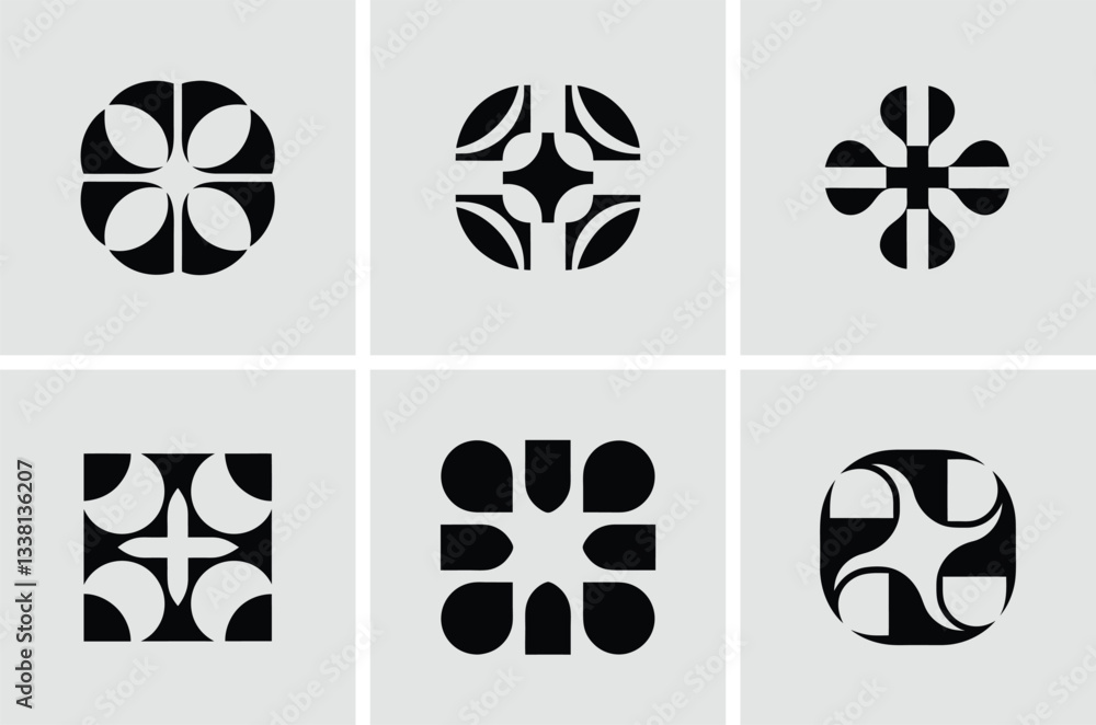 Poster set of abstract geometric shapes for design projects