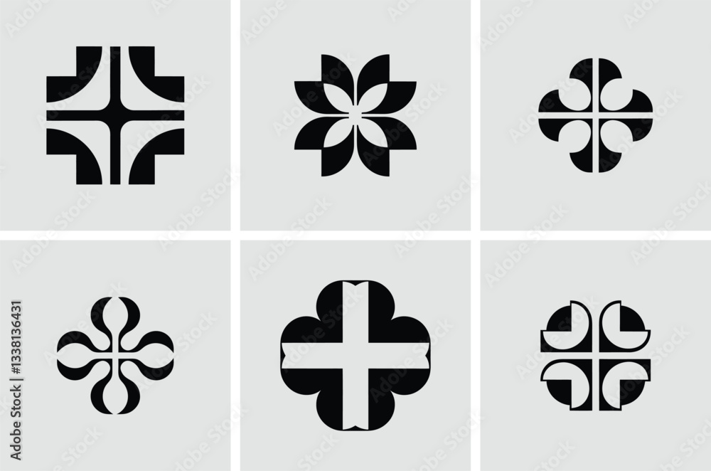 Poster set of abstract geometric shapes for design projects