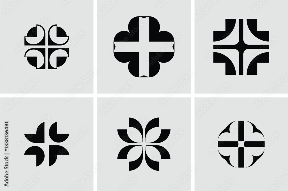 Poster set of abstract geometric shapes for design projects