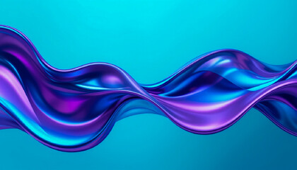 Abstract Blue Purple Liquid Flowing Wave  Swirling Design  Shiny Iridescent Texture