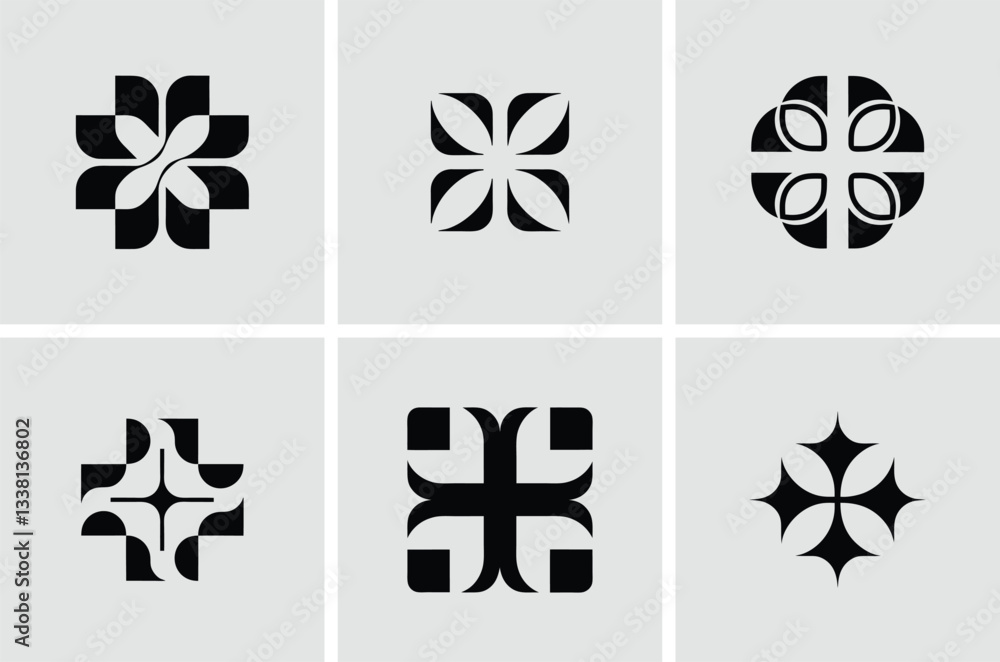 Poster set of abstract geometric shapes for design projects