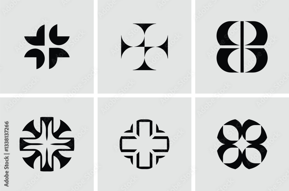 Poster set of abstract geometric shapes for design projects