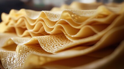 Fototapeta premium Appetizing layered texture of irregular holey yellow cheese