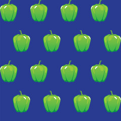 stock vector green bell pepper pattern on blue background