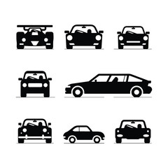 Car icons set. The car from different sides. Side view, back, front, bottom, inside. linear icon Car icon Car icon set in linear style. Transport symbol. Vector illustration. car icon 