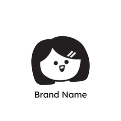 Cute girl hand drawn illustration logo