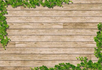 アイビーとセピアの木目ボード　横