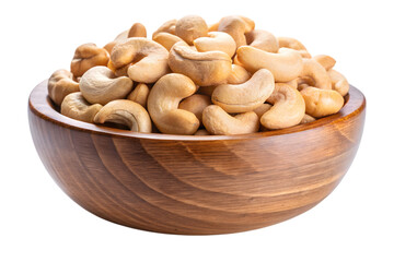 Fototapeta premium Cashew Delight: A close-up shot of a wooden bowl overflowing with delicious, roasted cashews, a perfect snack or ingredient