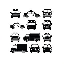 Car icons set. The car from different sides. Side view, back, front, bottom, inside. linear icon Car icon Car icon set in linear style. Transport symbol. Vector illustration. car icon 