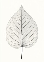 Obraz premium Elegant Leaf Vein Structure on White Background Nature Art Design