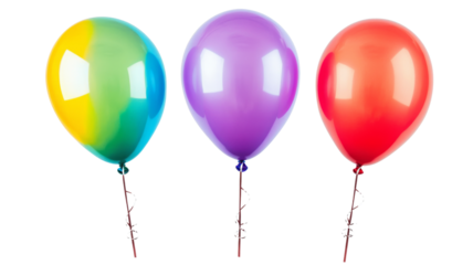 Colorful balloons floating with transparent background