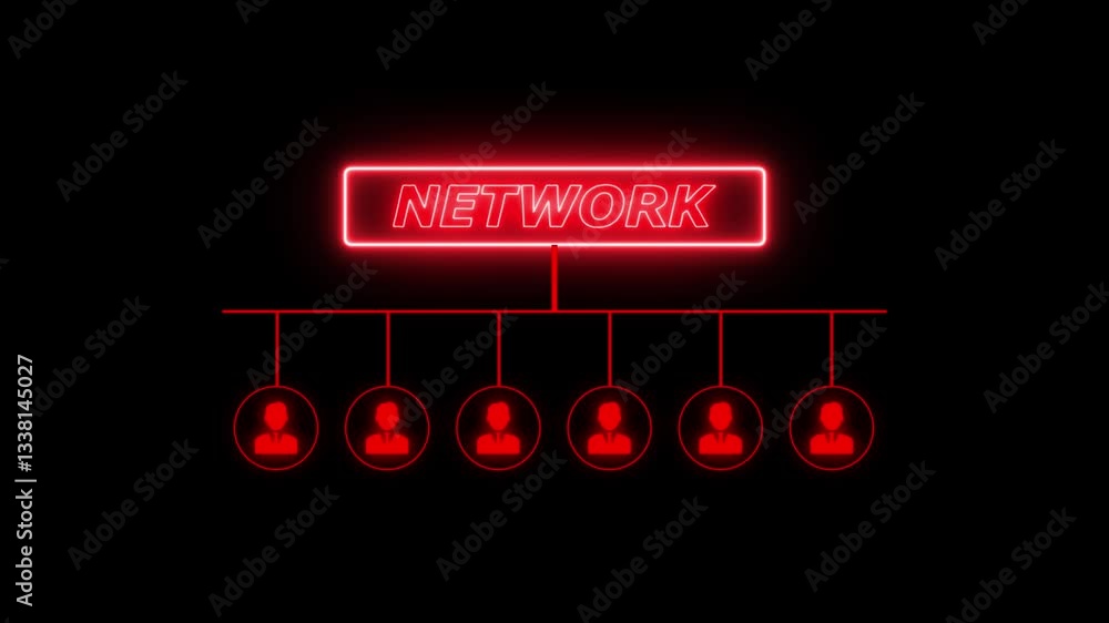 Poster business network animation.animation of network of connections with people icon.internet and network