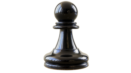 Black pawn standing on transparent background representing strategy and planning