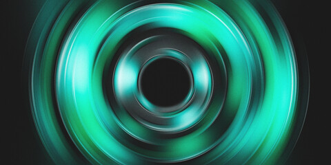 Spin blur effect in green color with grainy texture on dark background