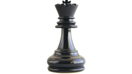 Black king chess piece standing on transparent background