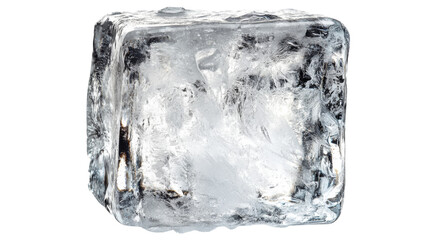 Realistic ice cube with transparent background rotating slowly