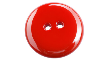 Shiny red button isolated on transparent background with two holes