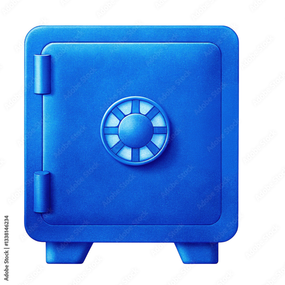 Aufkleber cybersecurity data breach concept, blue safe with a circular dial isolated transparent background