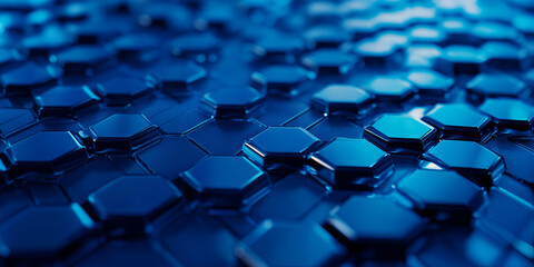 Obraz premium Hexagonal Tech Pattern with Blue and Orange Glow