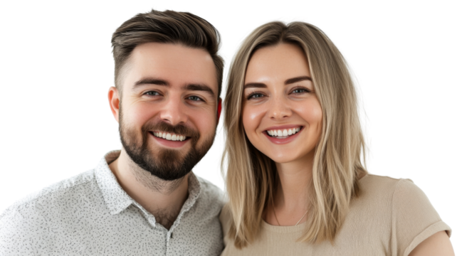 Cheerful business team smiling on transparent background