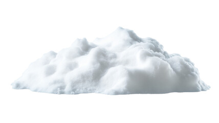 Realistic snow pile forming undulating mound on transparent background