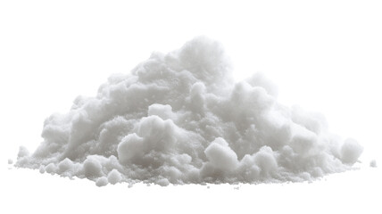 Heap of white snow forming a small mountain on transparent background