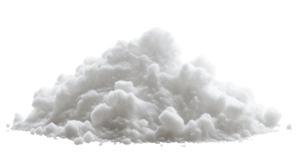 Heap of white snow forming a small mountain on transparent background