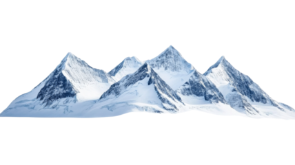 Snowy mountain range rising majestically against transparent background