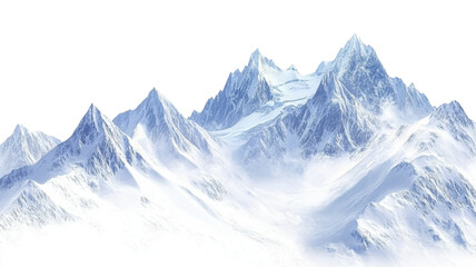 Obraz premium Snowy mountain range with transparent background creating a winter wonderland