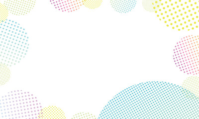 グラデーションがかったカラフルな水玉模様の円が並ぶフレーム