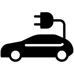 Electric Car Solid Icon