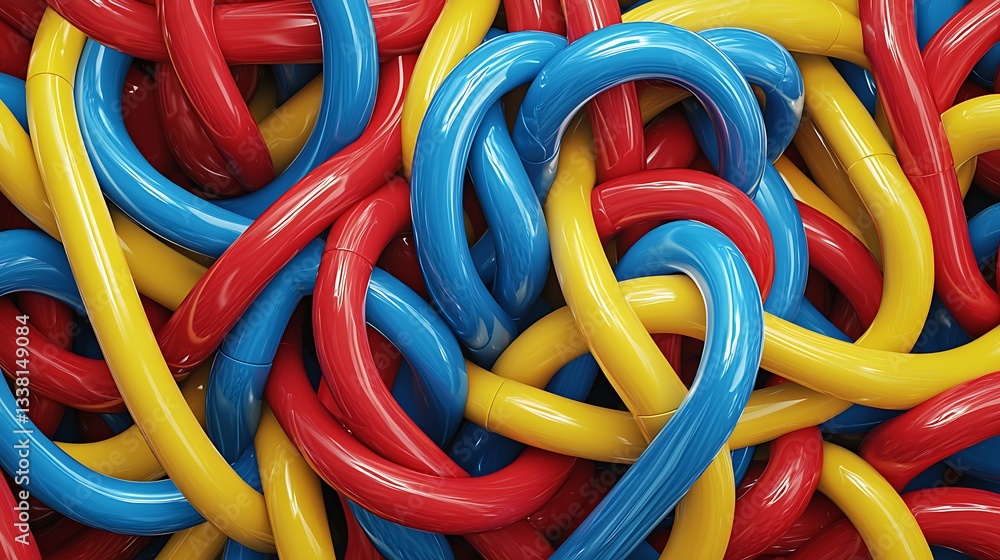 Poster abstract colorful intertwined tubes background