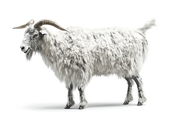 Obraz premium 3D Realistic Farm Goat with Detailed Fur Isolated on White.