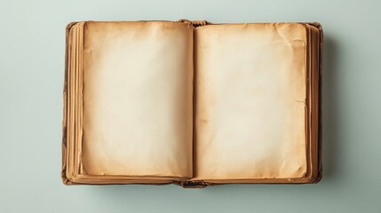 Fototapeta premium Open Antique Book with Aged Paper Provides a Blank Canvas for Stories