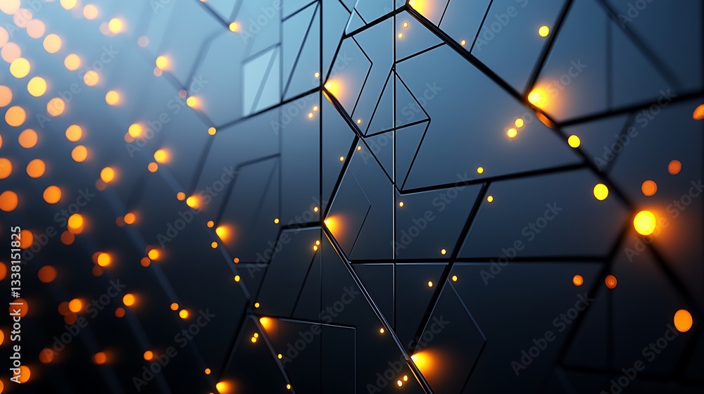 Poster abstract geometric pattern with warm lights