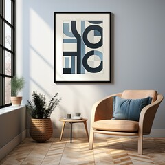 Elegant Geometric Artwork in Soft Indigo and Blue Tones