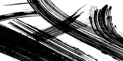 Analog touch material. The texture of the brush is black. Dark grainy texture on white background. Dust overlay textured. Grain noise particles. Rusted white effect. Grunge design elements. 