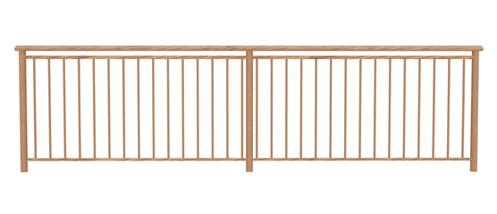 Symmetrical Wood Railing (3D): Warm tones, detailed render. Ideal for design and construction visuals.