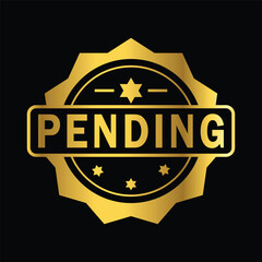 gold color pending rubber stamp, icon, flat, design, vector, illustrations, education, style, trendy, collections