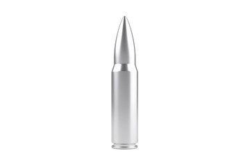 Silver bullet is sitting on a white background, isolated