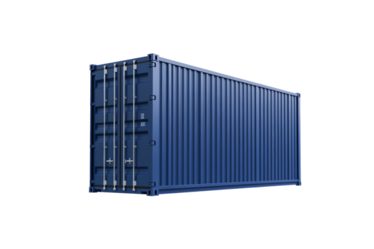 Large blue container with a white background, isolated