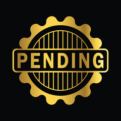 gold color pending rubber stamp, icon, flat, design, vector, illustrations, education, style, trendy, collections