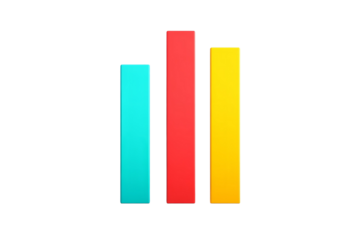 Three colored bars are shown on a white background, isolated