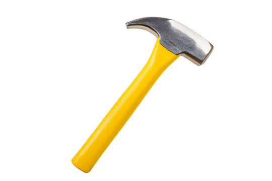 Yellow hammer with a silver head, isolated - Powered by Adobe