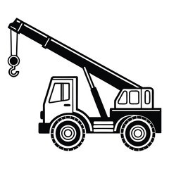 Stylized Silhouette of Mobile Crane in Action