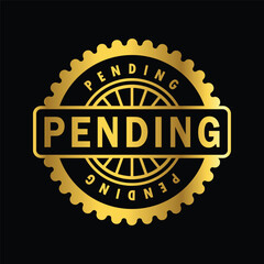 gold color pending rubber stamp, icon, flat, design, vector, illustrations, education, style, trendy, collections