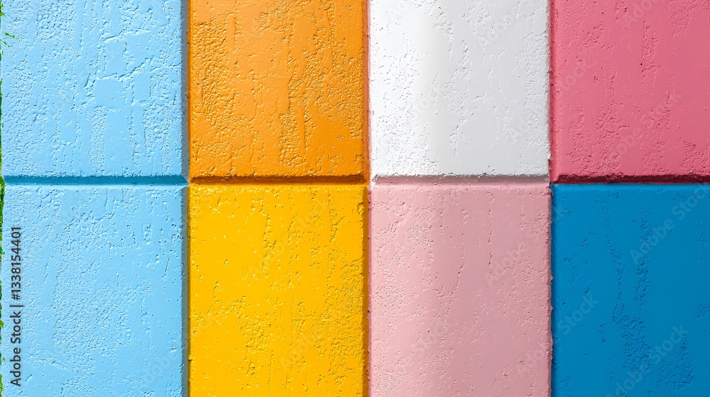 Poster colorful concrete blocks pattern vivid textured wall background abstract design